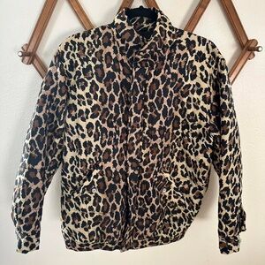 Vintage Cheetah Print Silk Puffer Jacket